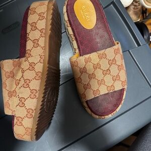 Gucci GG Monogram Angelina Platform Slide sandals